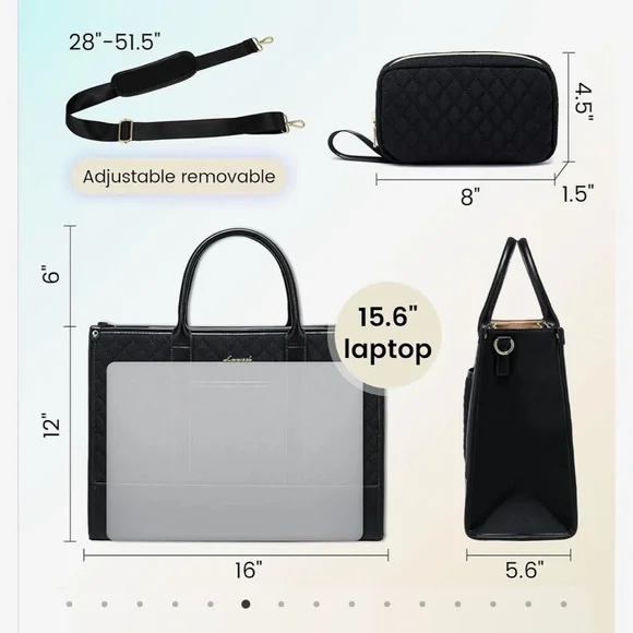 Lovevook Purple Quilted waterproof Laptop Bag with Structured Handles - Picture 14 of 16